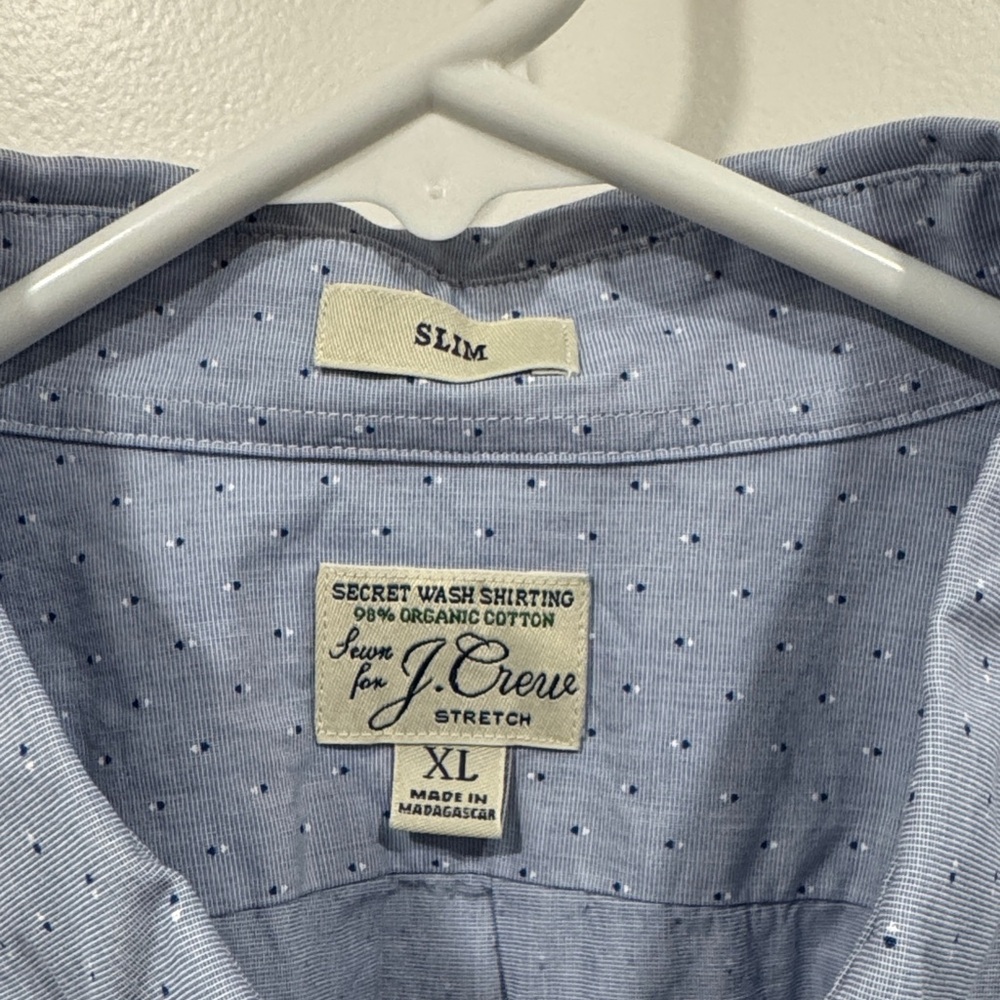 J. Crew Secret Wash Men's Light Blue Button-Down Shirt Long Sleeve Slim XL NWT - Picture 2 of 10